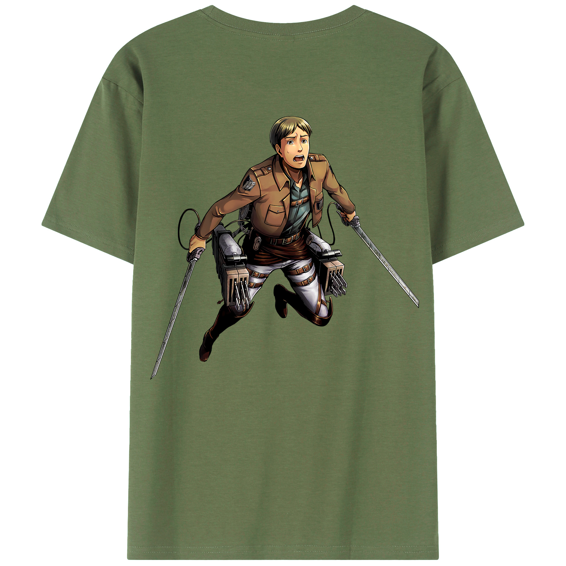 （画像用） 進撃の巨人 Attack on Titan 綿100％ メンズ半袖Tシャツ（バックプリント） 通気性